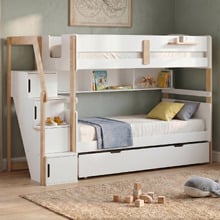 Evan Single Bunk Bed with Shelves & Staircase